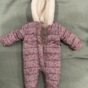 Floral Pink Kids One Piece Snowsuit